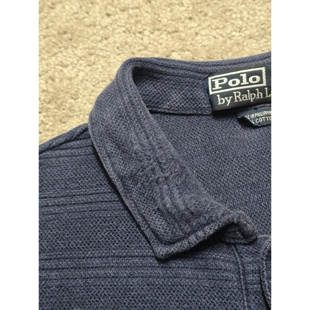 Vintage Polo Ralph Lauren Men's Heavy Knit Polo‎ Shirt Size Medium 90s Mesh Slim